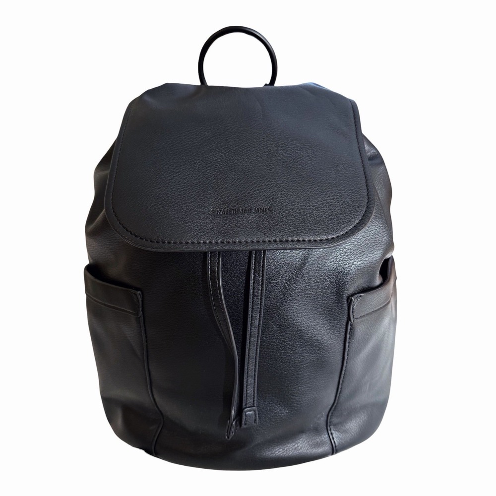 Elizabeth and James Black Vegan Leather Backpack Purse Minimalist Designer Bag